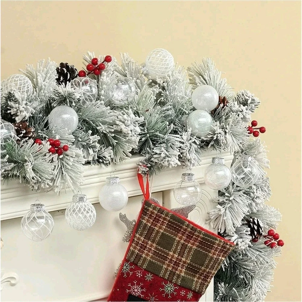 Clear Plastic Christmas Ball Ornaments, 30Ct‎ 2.36 Inch Silver Balls for Tree